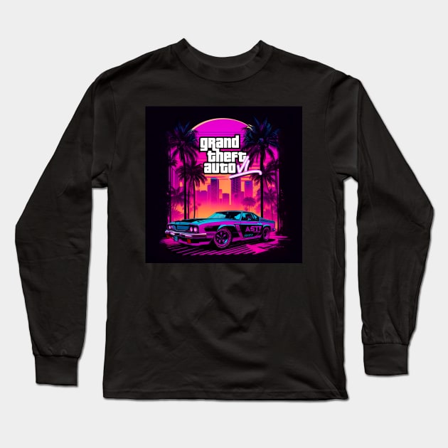 grand theft auto 6 - CAR _002 Long Sleeve T-Shirt by Buff Geeks Art